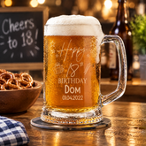 Personalised 18th Birthday Pint Engraved Beer Tankard Glass with Stars personalised beer glasses ukgiftstoreonline