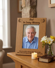 Dad In Loving Memory Remembrance Engraved Portrait Wooden Photo Frame Gift Loving Memory Remembrance ukgiftstoreonline