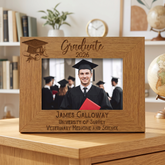 Personalised Graduation Landscape Photo Frame Gift With Hat and Scroll Graduation Photo Frame ukgiftstoreonline