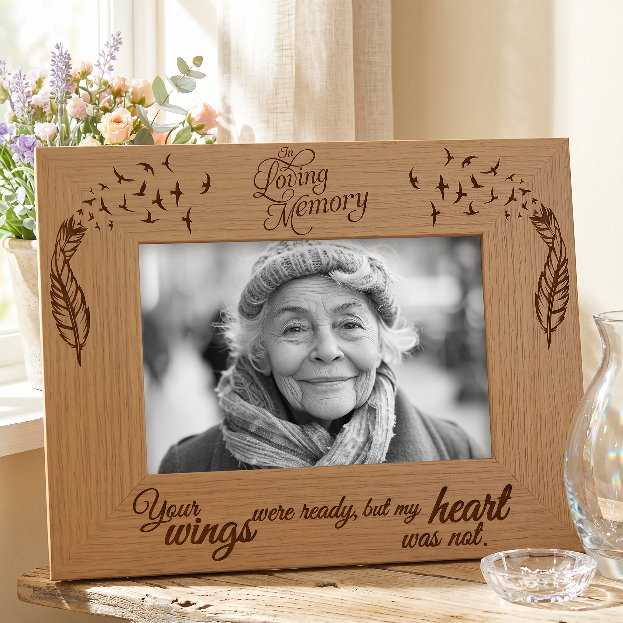 Remembrance Photo Frame – Wooden Memorial Picture Frame With Engraved Tribute Photo Frame ukgiftstoreonline