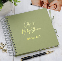 Personalised Baby Shower Multiple Colour Guest Book Scrapbook or Photo Album Foil Print Scrapbook ukgiftstoreonline