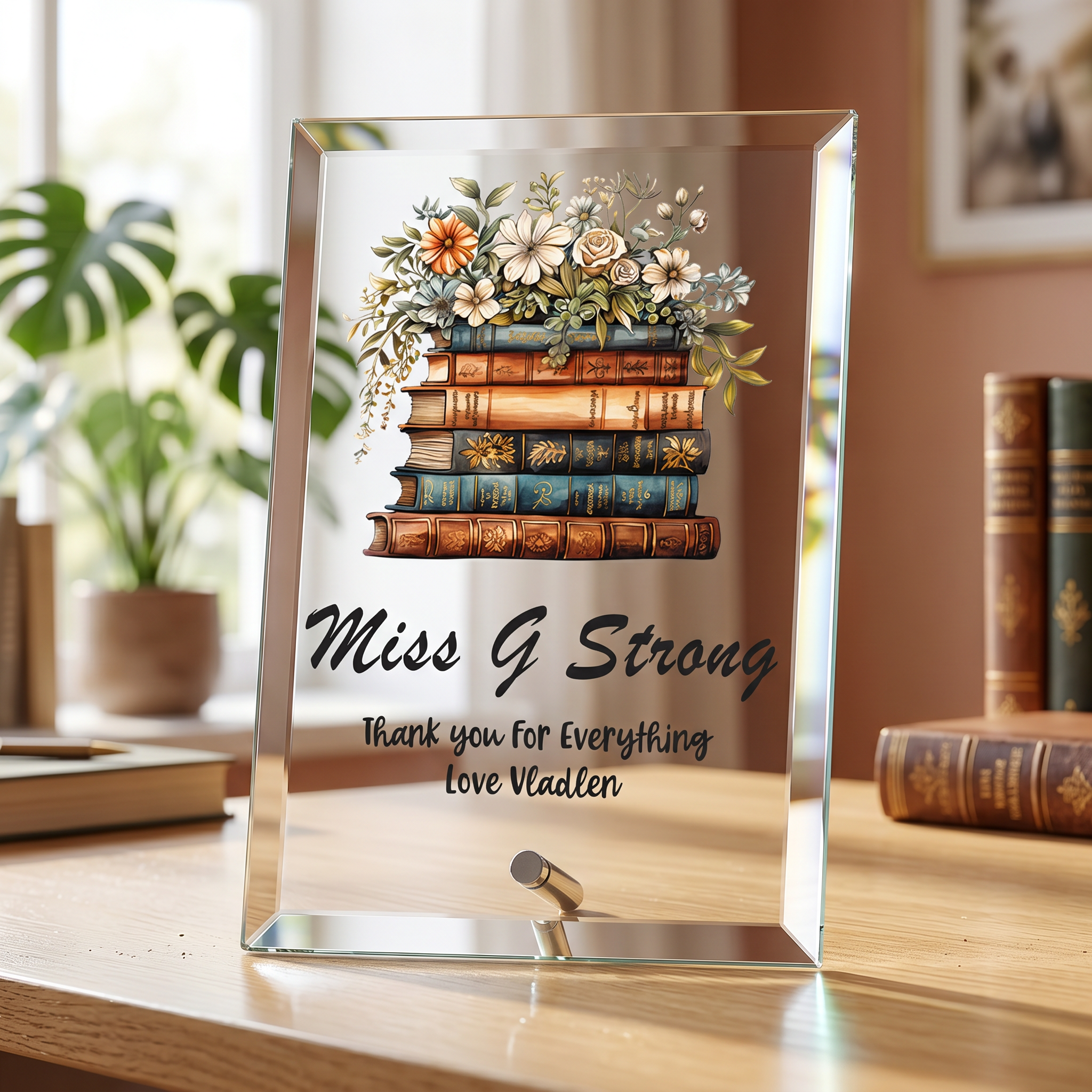 Personalised Teacher Plaque Gift With Floral Books Personalised Plaque Sign ukgiftstoreonline