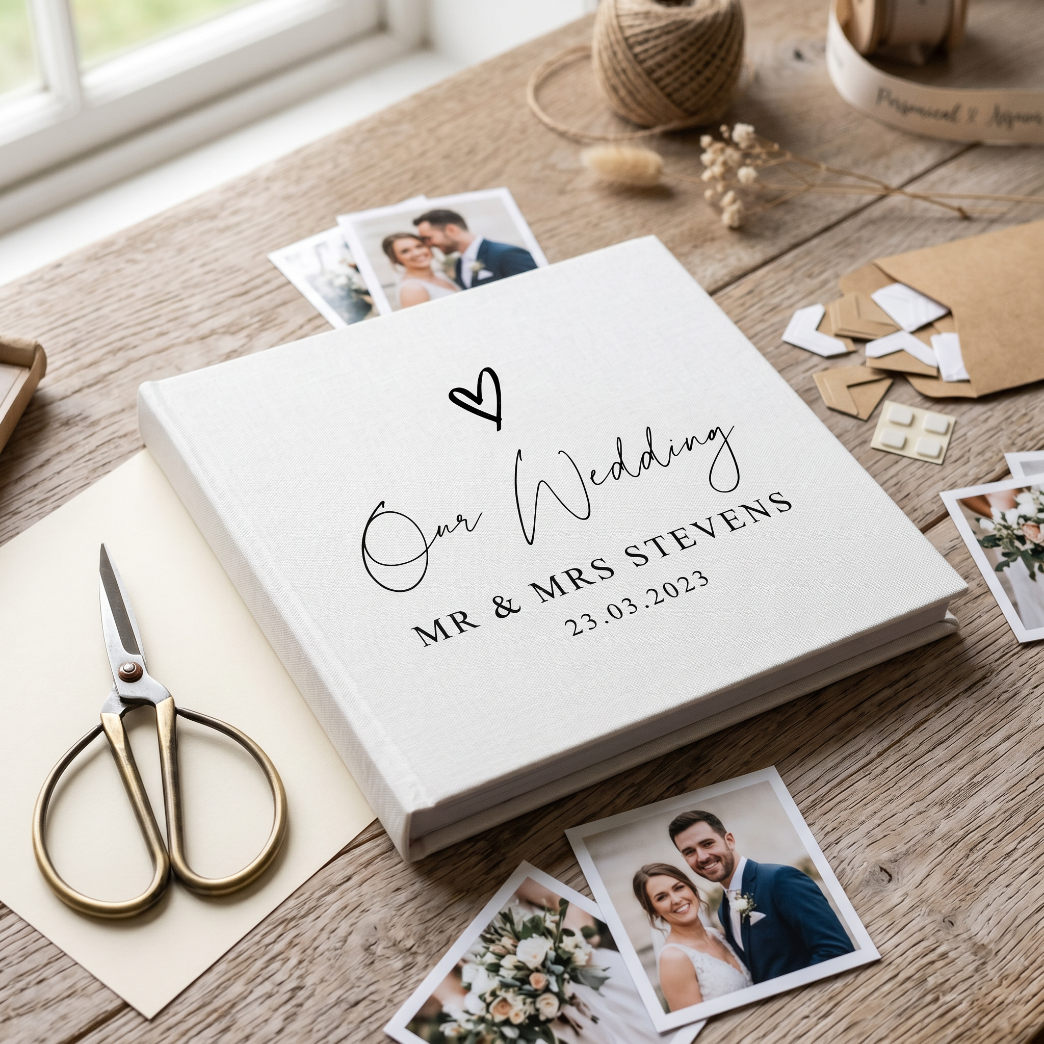 Large Traditional Book Bound Personalised Wedding Photo Album With Heart photo album ukgiftstoreonline