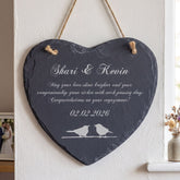 Personalised Engagement Gift - Custom Engraved Slate Plaque With Bird Symbol Personalised Heart Gifts ukgiftstoreonline