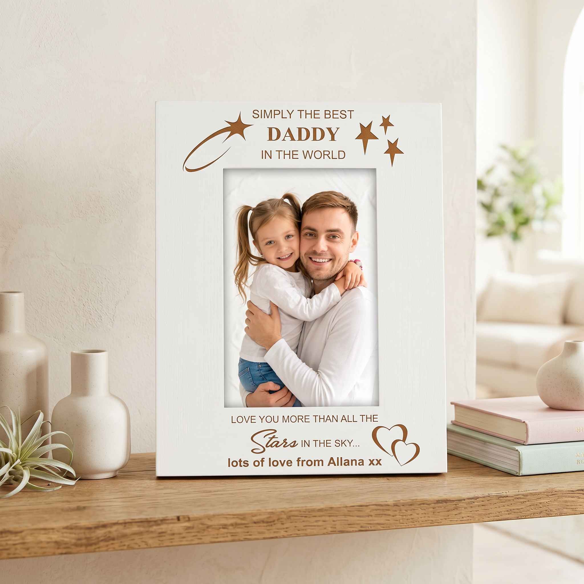 Personalised Photo Frame | White Wooden Frame - Custom Daddy Gift Photo Frame ukgiftstoreonline