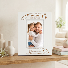Personalised Photo Frame | White Wooden Frame - Custom Daddy Gift Photo Frame ukgiftstoreonline