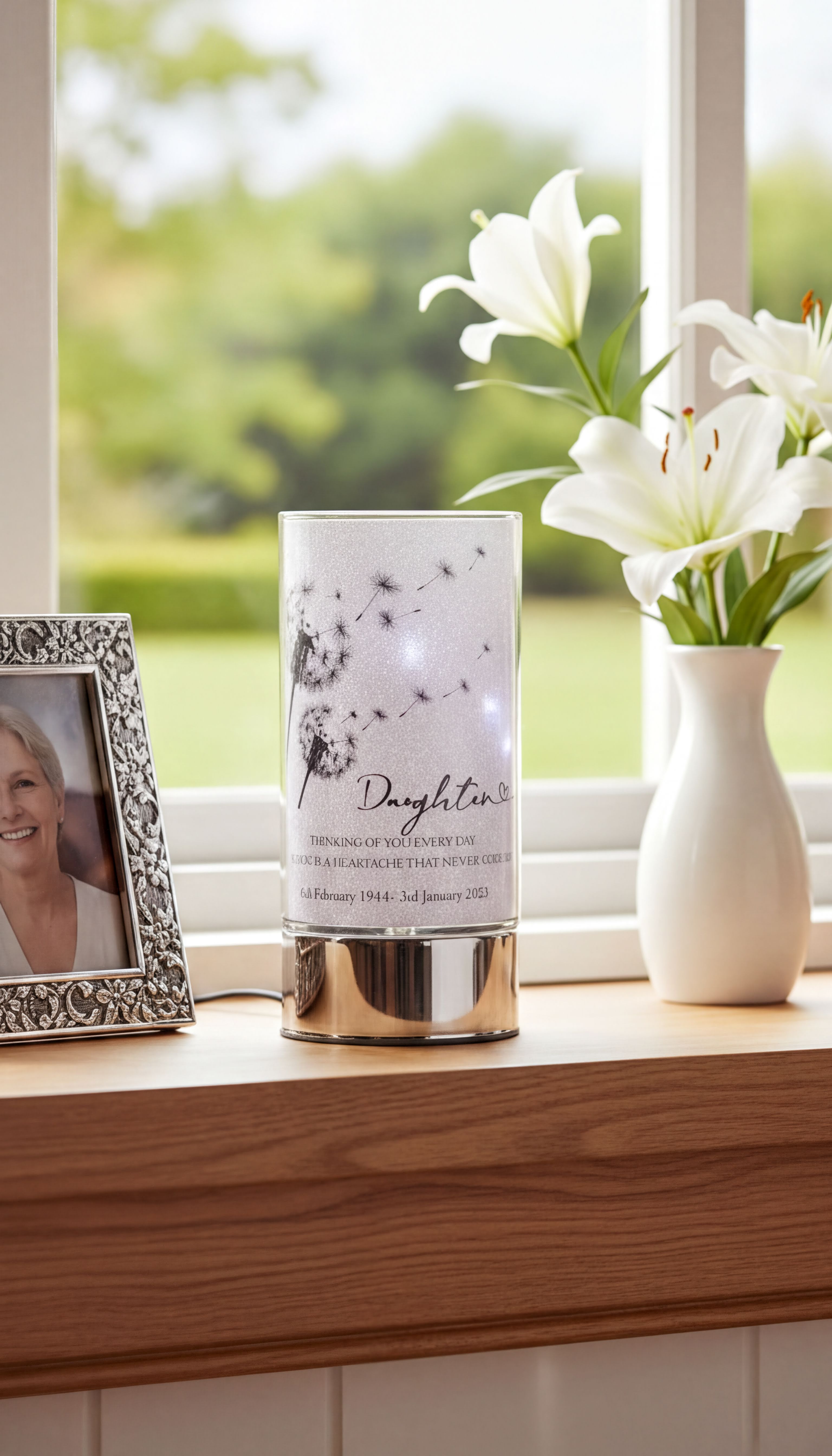Personalised Daughter In Loving Memory Led Lamp With Dandelions Sympathy Gift Personalised Lights ukgiftstoreonline