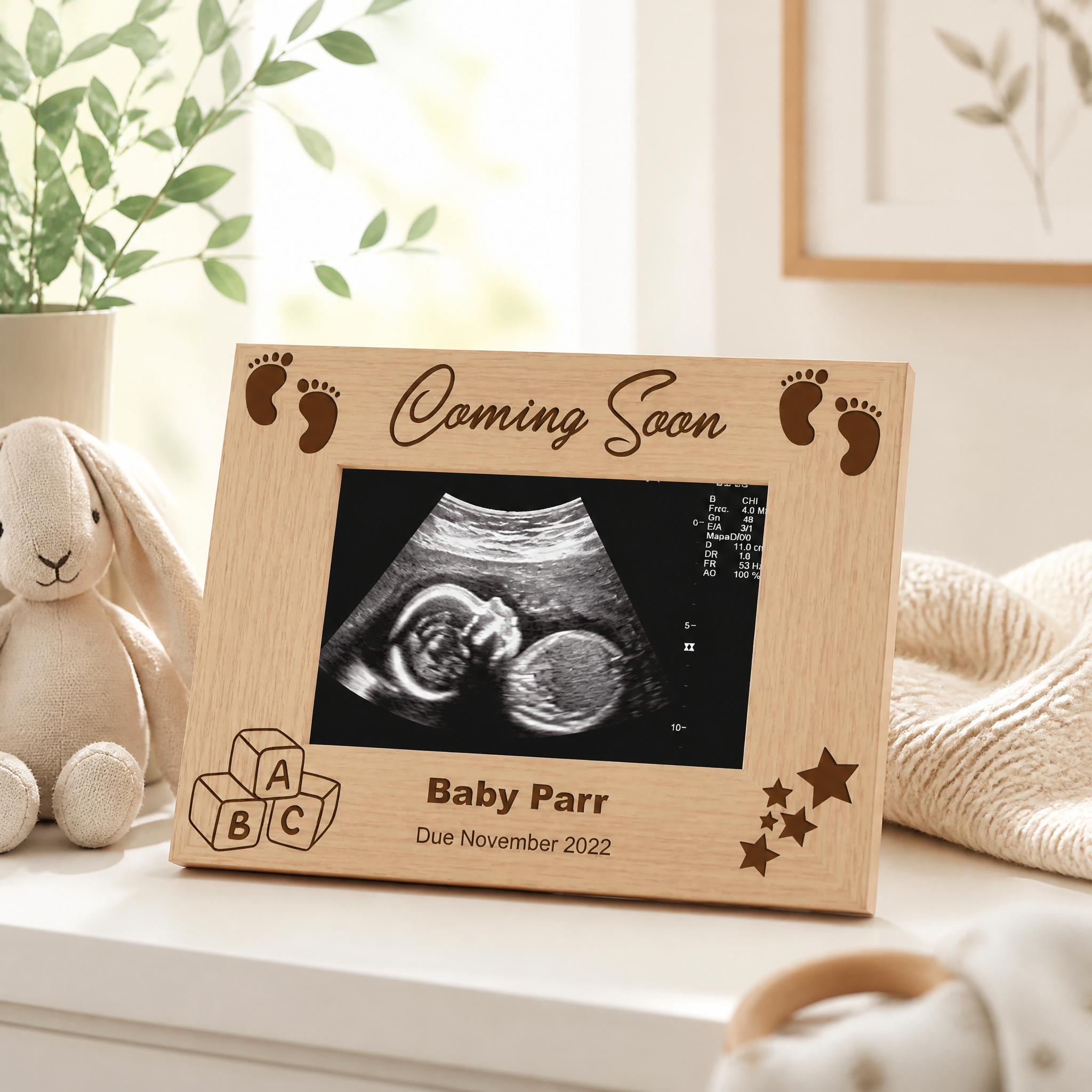 Personalised Pregnancy Announcement Wooden Baby Scan Photo Frame Gift Baby Photo Frame ukgiftstoreonline
