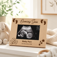 Personalised Pregnancy Announcement Wooden Baby Scan Photo Frame Gift Baby Photo Frame ukgiftstoreonline
