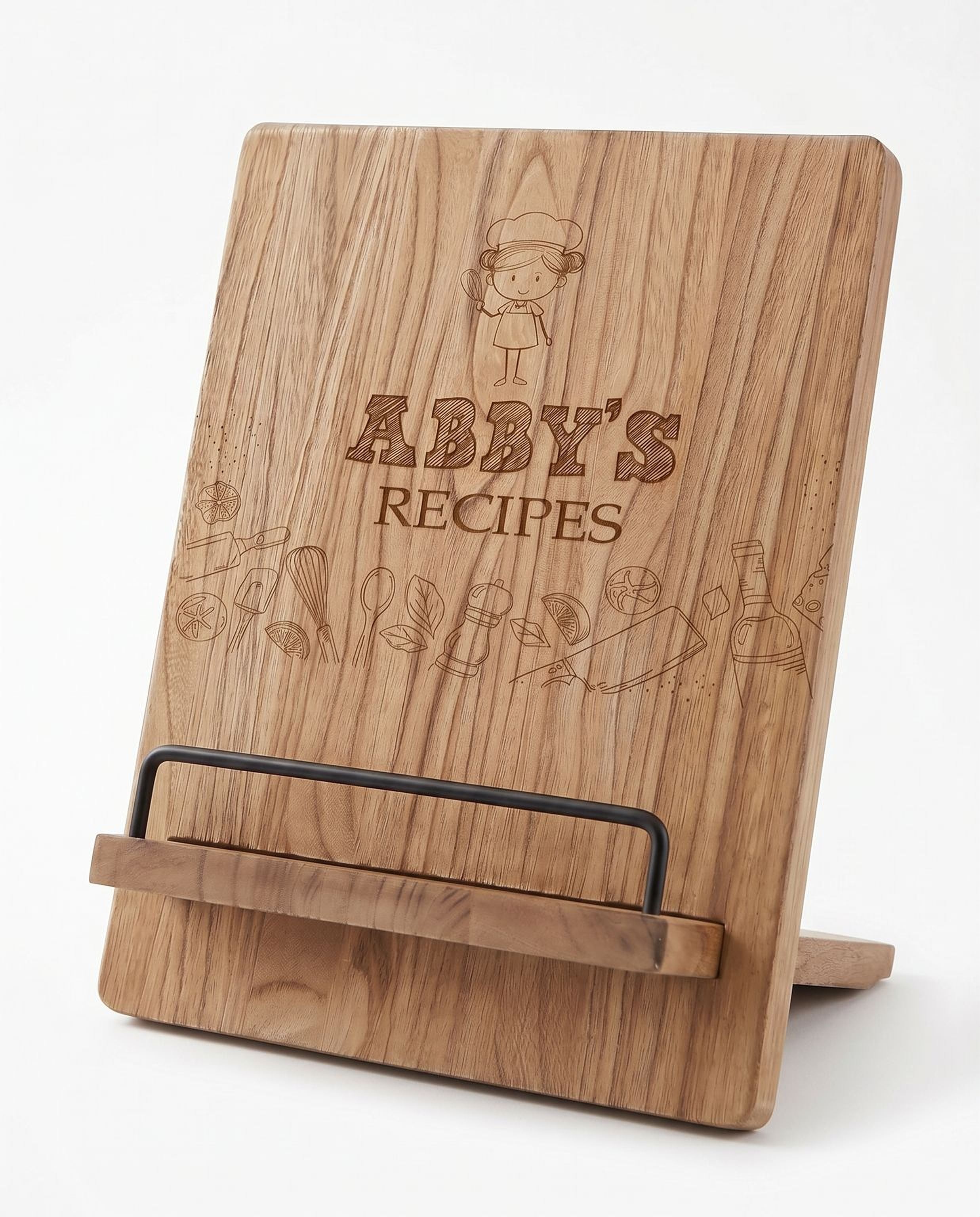 Personalised Recipe Book Stand - Adjustable Wooden Cookbook Holder & Tablet Stand recipe book holder ukgiftstoreonline