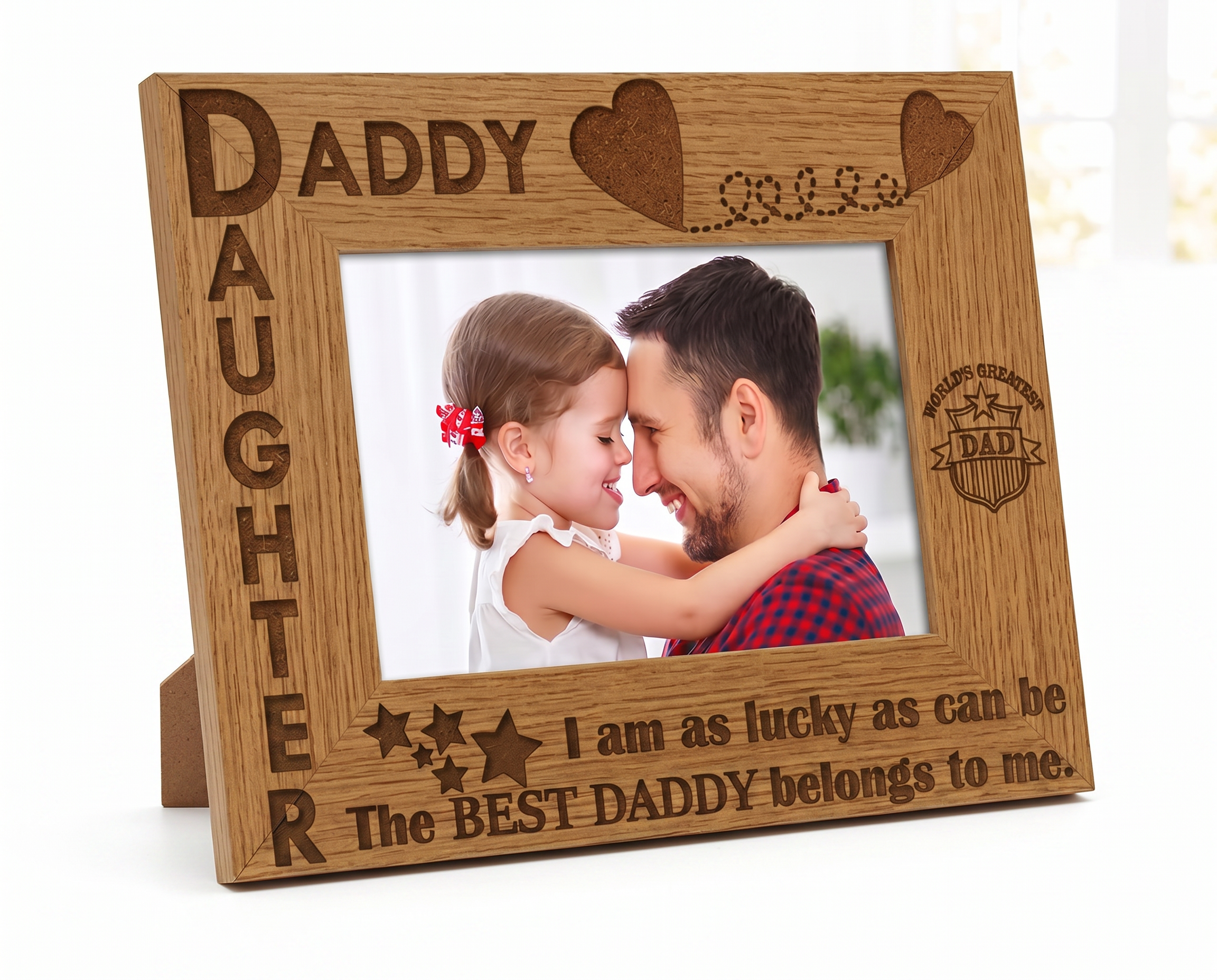 Daddy Daughter Photo Frame – Wooden Oak Finish Personalised Gift for Dad Daughter Photo Frame ukgiftstoreonline