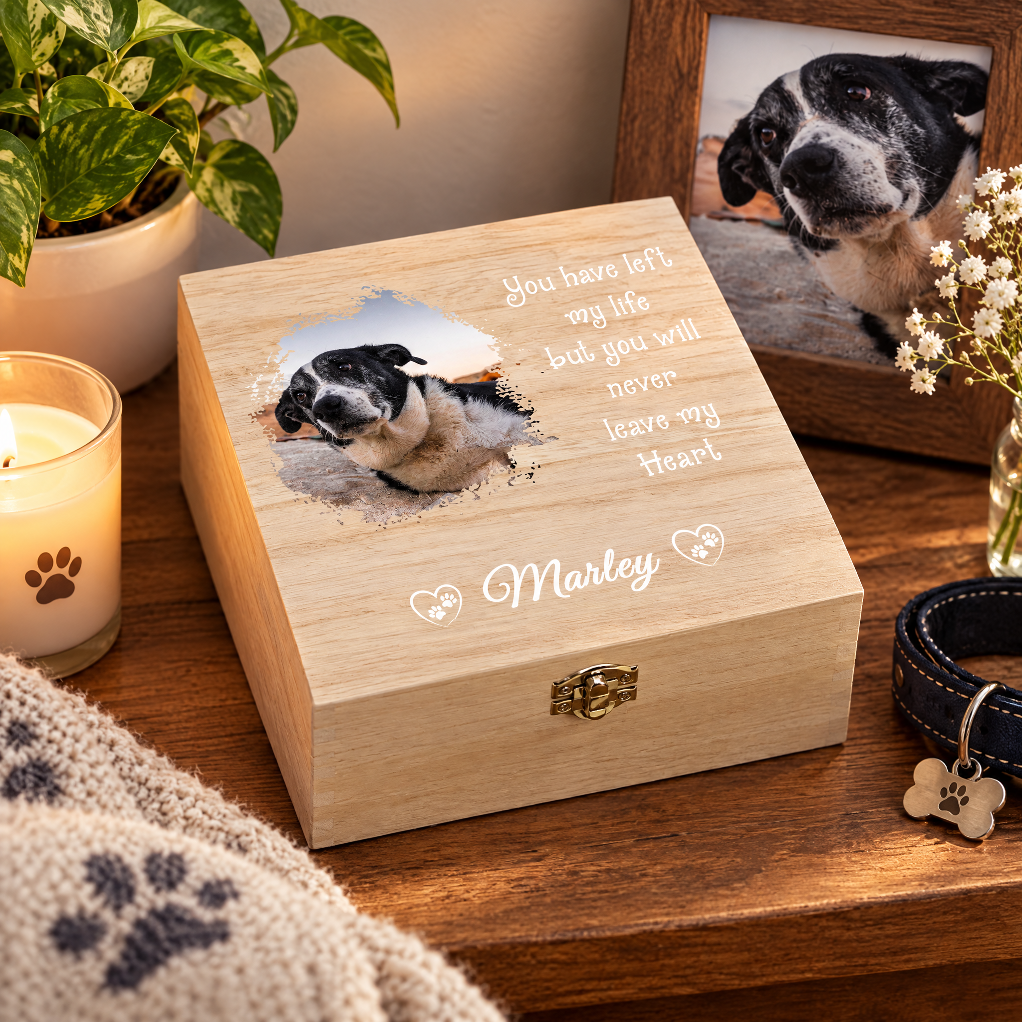 Personalised Pet Memorial Box, Wooden Keepsake With Photo For Pet Lovers Keepsake Memory Box ukgiftstoreonline