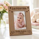 Personalised Daughter Photo Frame, Name & Birth Date Wooden Gift Photo Frame ukgiftstoreonline