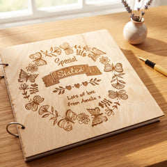 ukgiftstoreonline Personalised Special Sister Engraved Large Wooden Scrapbook Photo Album Sister Photo Album ukgiftstoreonline