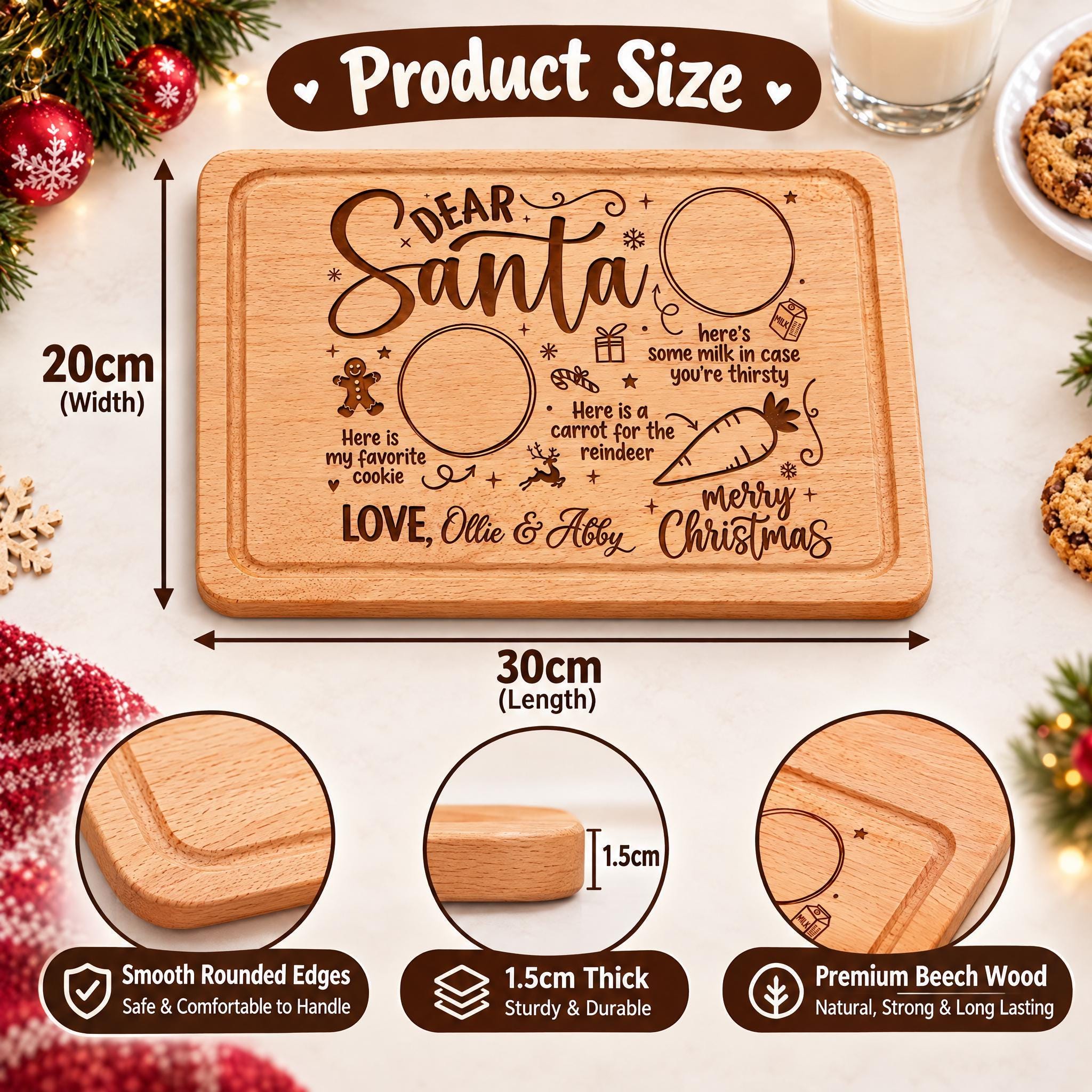 Personalised Christmas Eve Board - Santa Treat Plate, 30 X 20 Cm ukgiftstoreonline