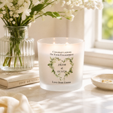Personalised Large Double Wick Engagement Candle Gift With Floral Heart Wreath personalised Candle Lights ukgiftstoreonline