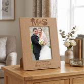 Personalised Wedding Day Photo Frame Gift With Monogram Portrait wedding photo frame ukgiftstoreonline