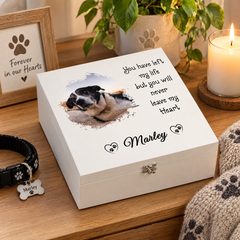 Custom Pet Memorial Box With Photo For Pet Lovers Personalised Condolence & Memory Treasure Sympathy Gift ukgiftstoreonline Wooden Box Medium
