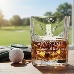 Engraved Sports Award Golf Theme Crystal Cut Whiskey Glass Gift Personalised Whiskey Glass ukgiftstoreonline