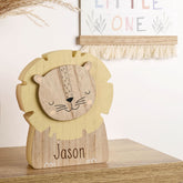 Personalised Wooden Lion Money Box for Children - Custom Engraved name Gift Personalised Money Box ukgiftstoreonline