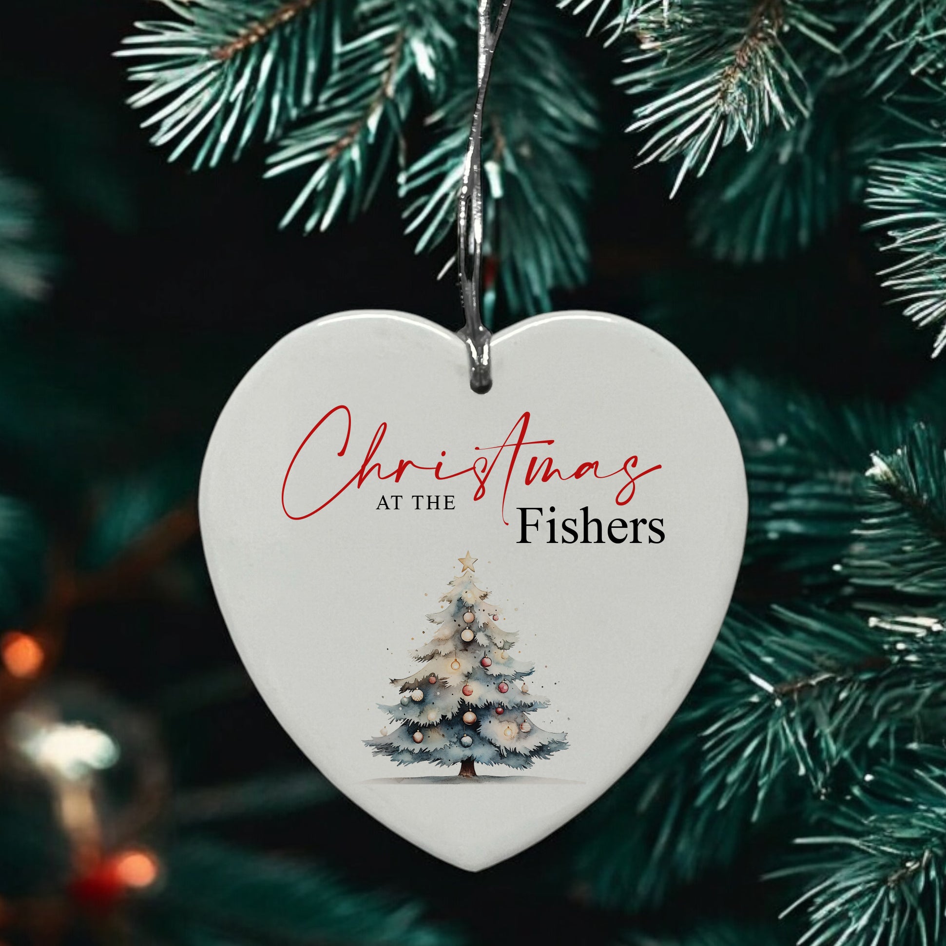 Large Ceramic Christmas Heart Gift Personalised With Tree Personalised Heart Gifts ukgiftstoreonline