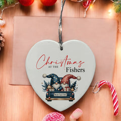 Large Ceramic Christmas Heart Gift Personalised With Gnomes