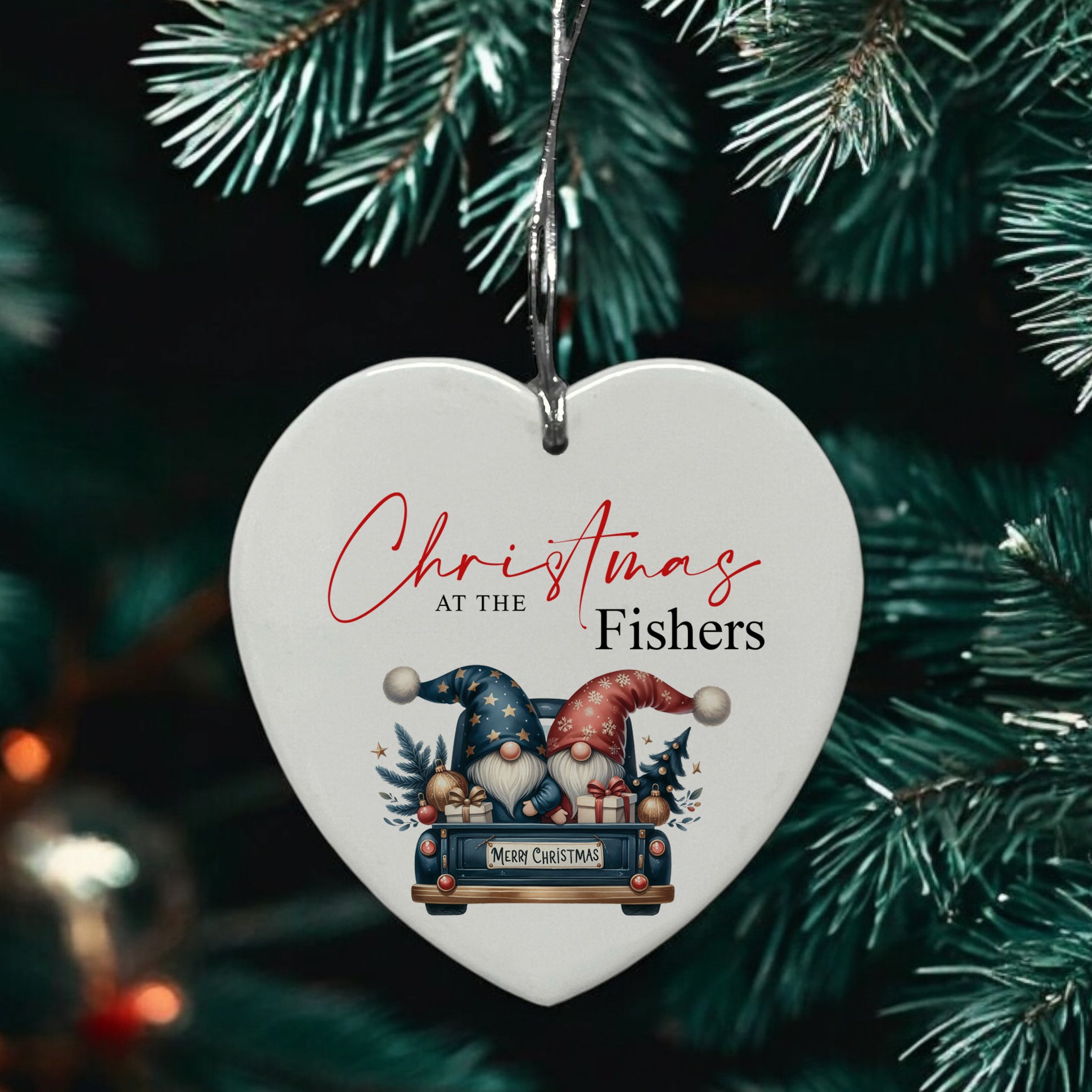 Large Ceramic Christmas Heart Gift Personalised With Gnomes Personalised Heart Gifts ukgiftstoreonline