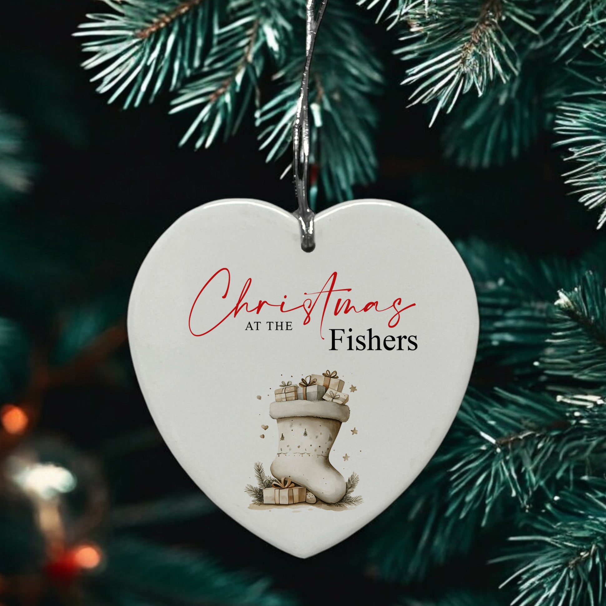 Large Ceramic Christmas Heart Gift Personalised With Stocking Personalised Heart Gifts ukgiftstoreonline