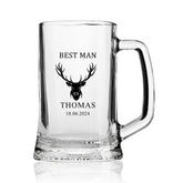 Personalised Wedding Beer Tankard Gift with Bow With Stag