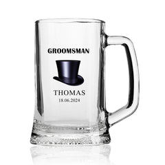 Personalised Wedding Beer Tankard Gift with Bow With Top Hat