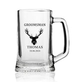 Personalised Wedding Beer Tankard Gift with Bow With Stag