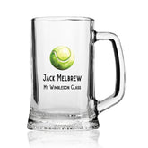Personalised Tennis Themed Beer Mug Tankard Gift Birthday Or Events
