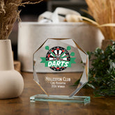 Large Jade Glass Personalised 15cm Colour Darts Trophy Award