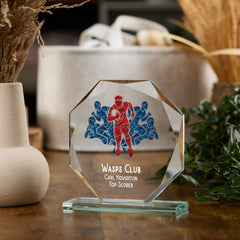 Large Jade Glass Personalised 15cm Colour Rugby Trophy Award