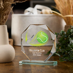 Large Jade Glass Personalised 15cm Colour Tennis Trophy Award