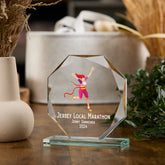 Large Jade Glass Personalised 15cm Colour Female Runner Trophy Award