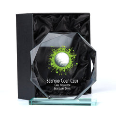 Large Jade Glass Personalised 15cm Colour Golf Trophy Award