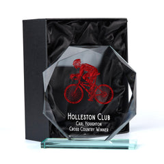 Large Jade Glass Personalised 15cm Colour Cycling Trophy Award
