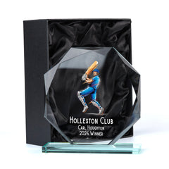 Large Jade Glass Personalised 15cm Colour Cricket Trophy Award