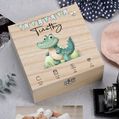 Personalised Wooden Baby Memory Keepsake Box With Cute Animals