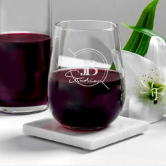 Customised Bespoke Stemless Wine Glass Glass Any Logo Engraved