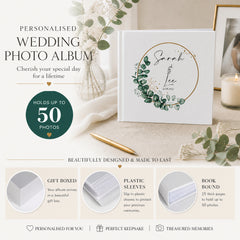 Personalised Wedding Photo album Gift With Eucalyptus Wreath personalised photo album ukgiftstoreonline