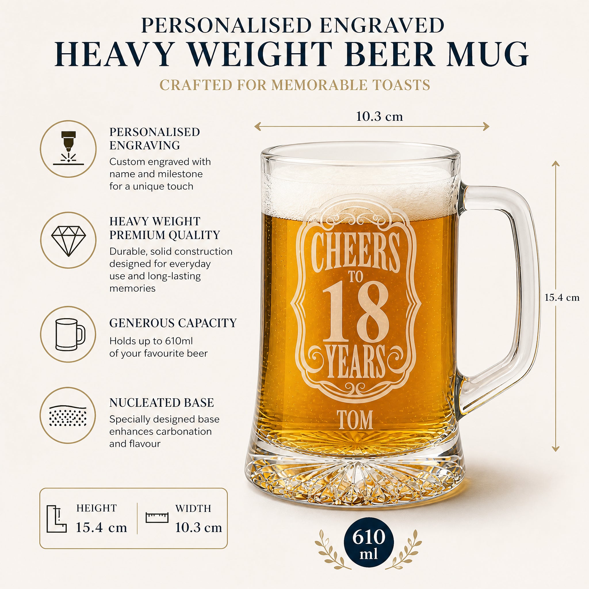 Cheers to 18 Years Birthday Gift Personalised Engraved Glass Beer Tankard personalised beer glass tankard ukgiftstoreonline