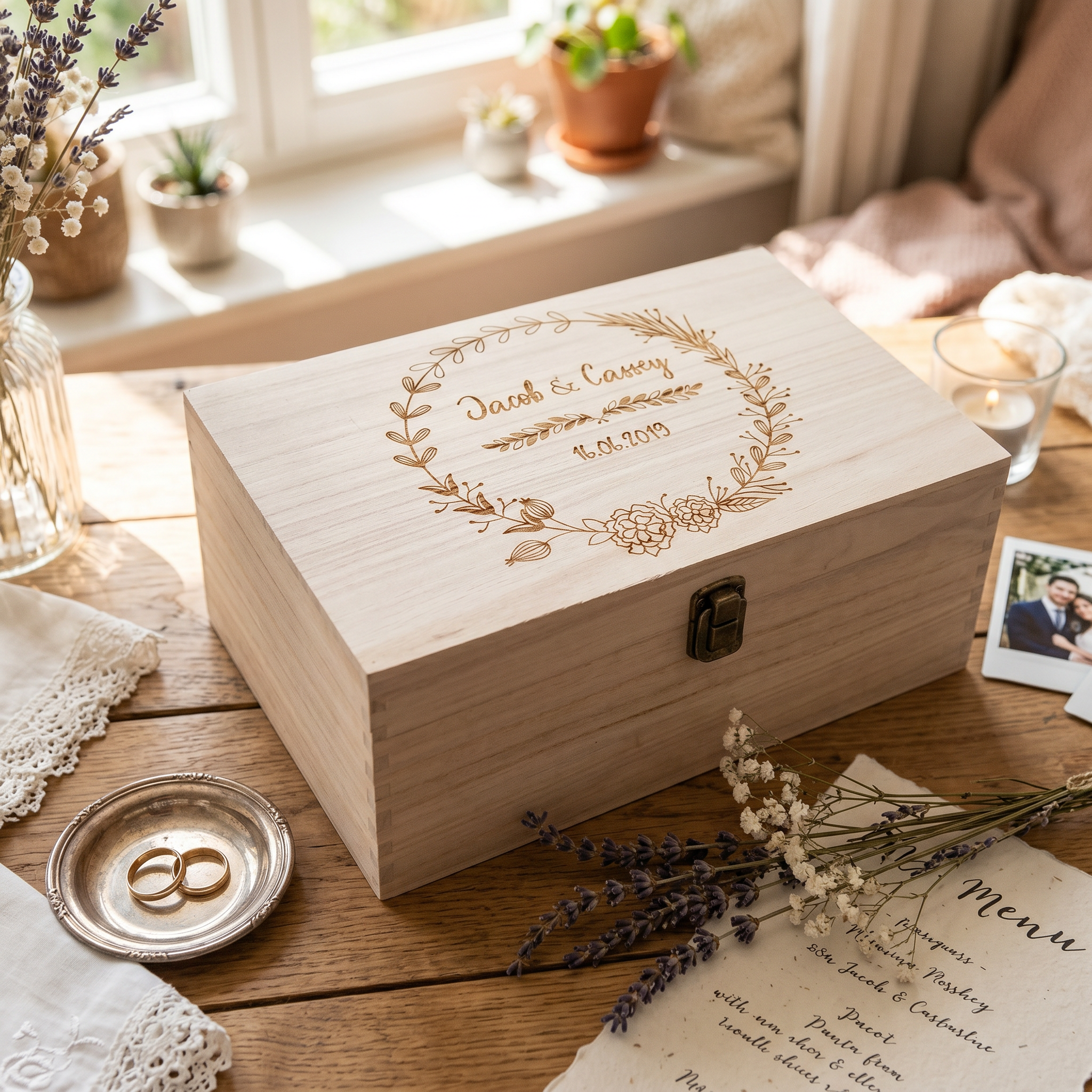 Personalised Large Wedding Memory Box Engraved Gifts Any Name Keepsake Wedding Memory box Raised Words