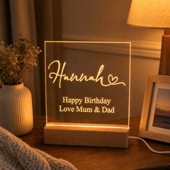 Personalised LED Lamp Night Light Love Heart Font and Any Sentiment Personalised Lights ukgiftstoreonline