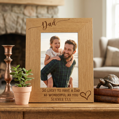 Personalised Dad Love Heart Engraved Portrait Photo Frame Gift personalised photo frames ukgiftstoreonline