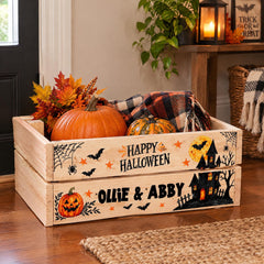 Personalised Halloween Crate, Wooden Trick Or Treat Box, 30.5Cm ukgiftstoreonline