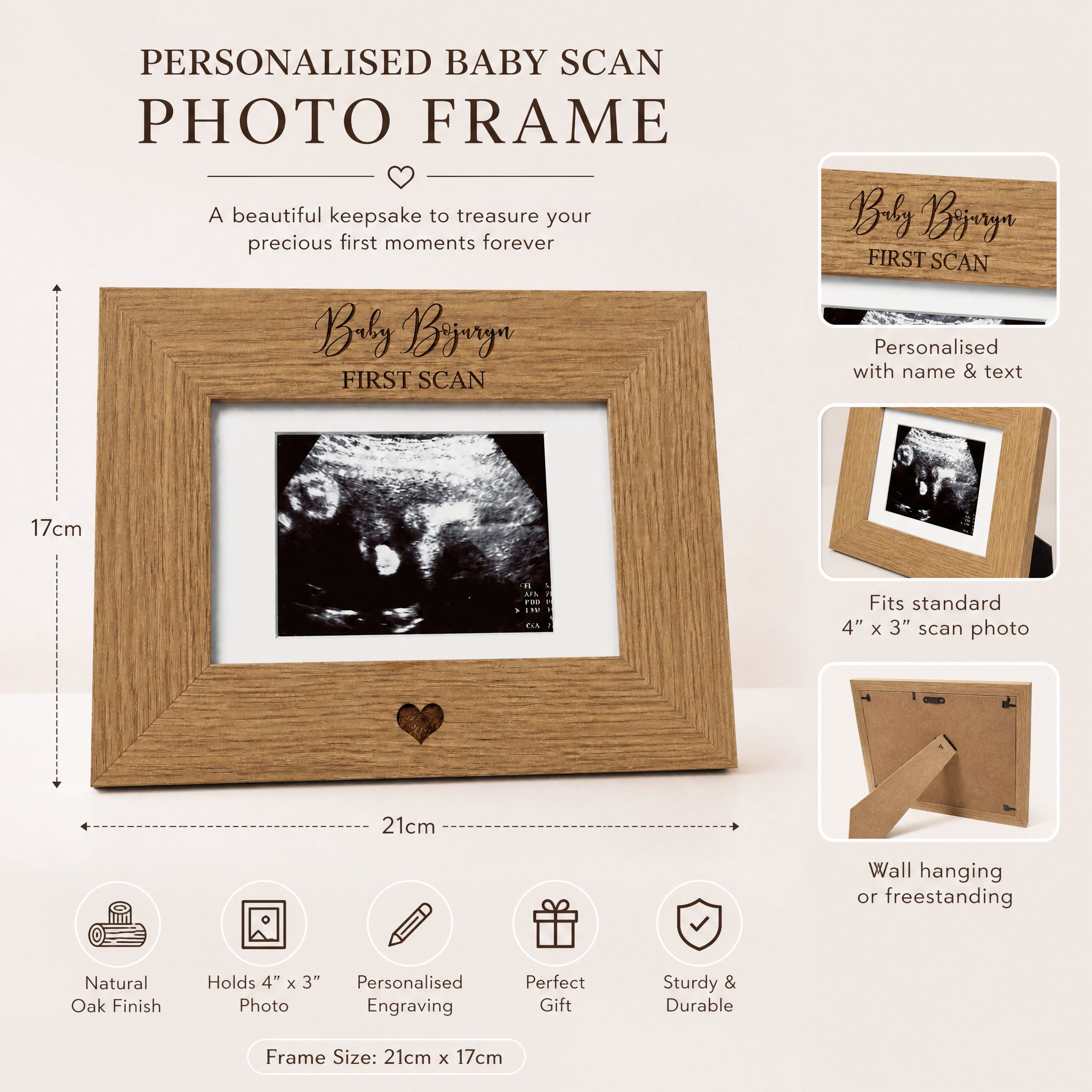 Personalised Baby Scan Frame, First Scan Photo Frame With Stand Photo Frame ukgiftstoreonline