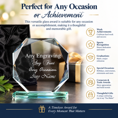 Personalised Jade Glass Trophy, 15Cm Octagonal Award For Engraving Jade Glass ukgiftstoreonline
