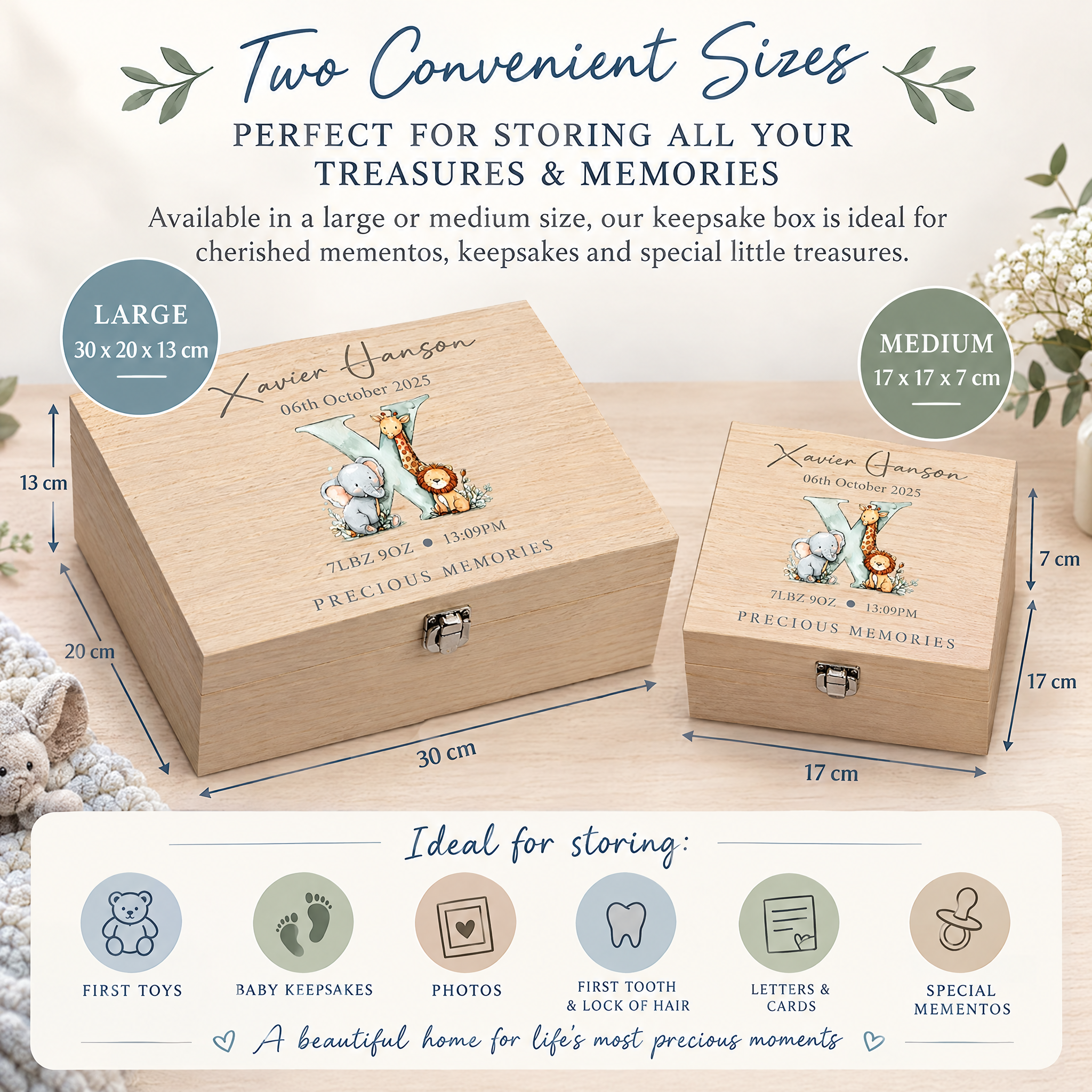Personalised Wooden Baby Memory Keepsake Box With Animal Alphabet Keepsake Memory Box ukgiftstoreonline
